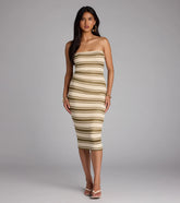 Own The Room Striped Knit Midi Tube Dress